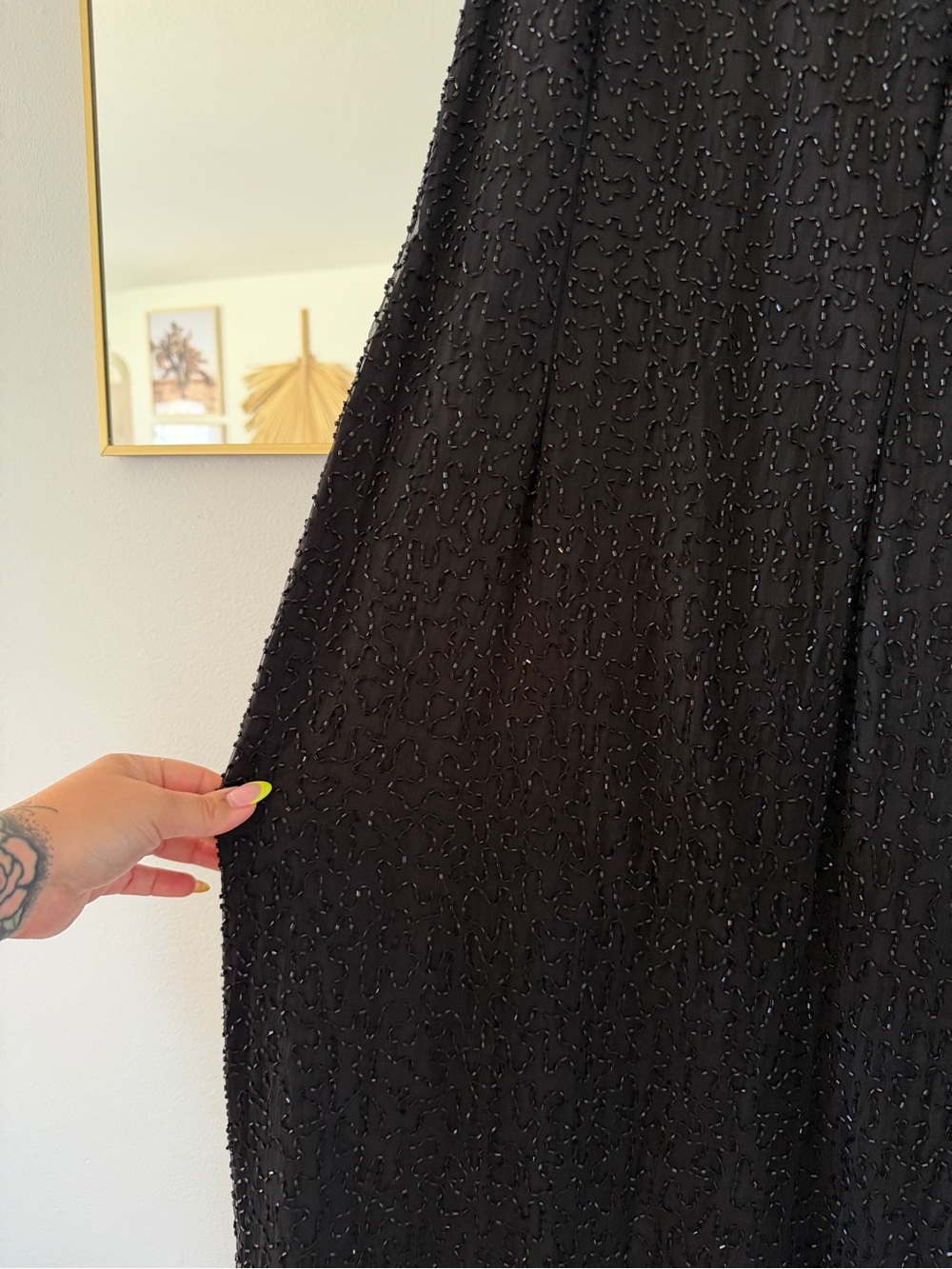 Vintage Black Sleeveless Beaded Maxi Dress - Elegant Evening Wear